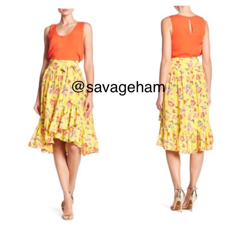 Joie Floral Ruffle Silk Skirt.